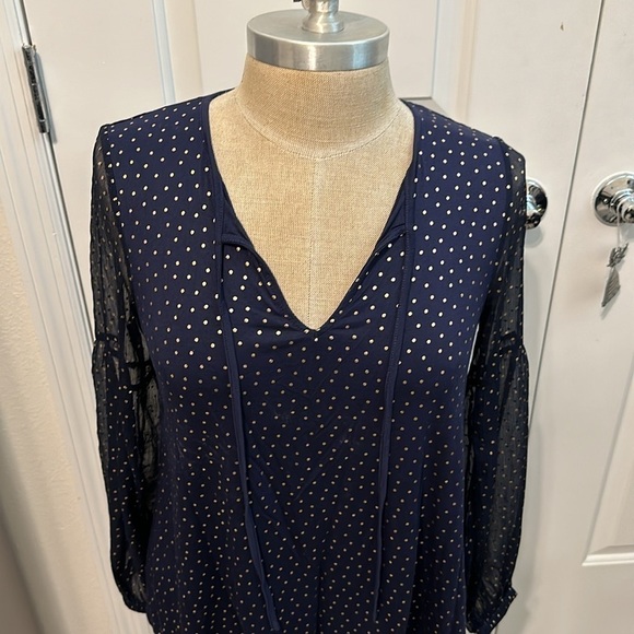 BODEN METALLIC HAZEL GOLD FOIL POLKA DOT BLOUSE GUC SZ 2 CAREER EVERYDAY - Picture 4 of 11